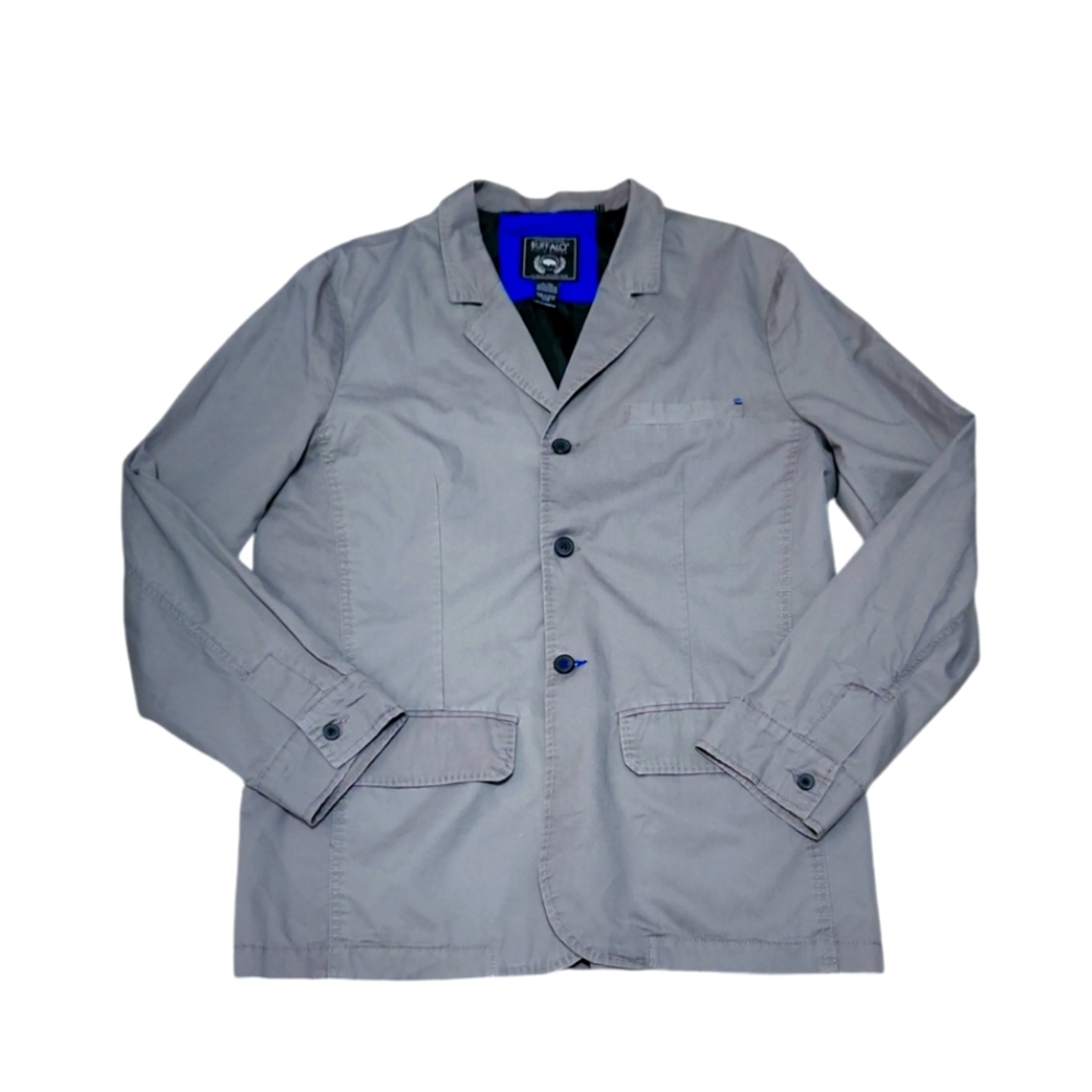 Buffalo David Bitton Mens XL Jacket‎ Blazer Gray Three Button Cotton
